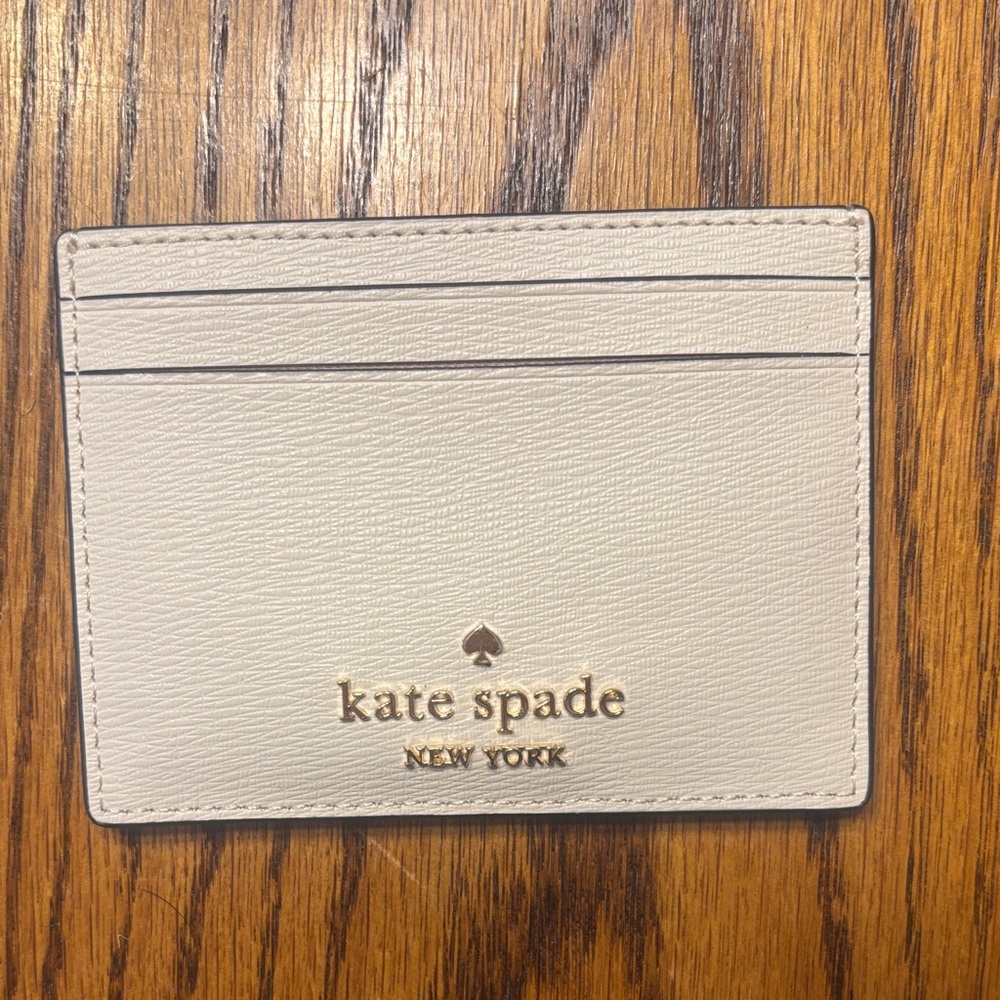 Kate Spade Ivory Card Holder with Gold Logo - Picture 2 of 2